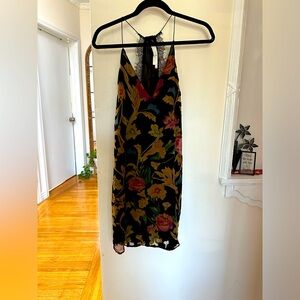 ASTR The Label - Burn Out Floral Velvet Slip Dress | Size Small